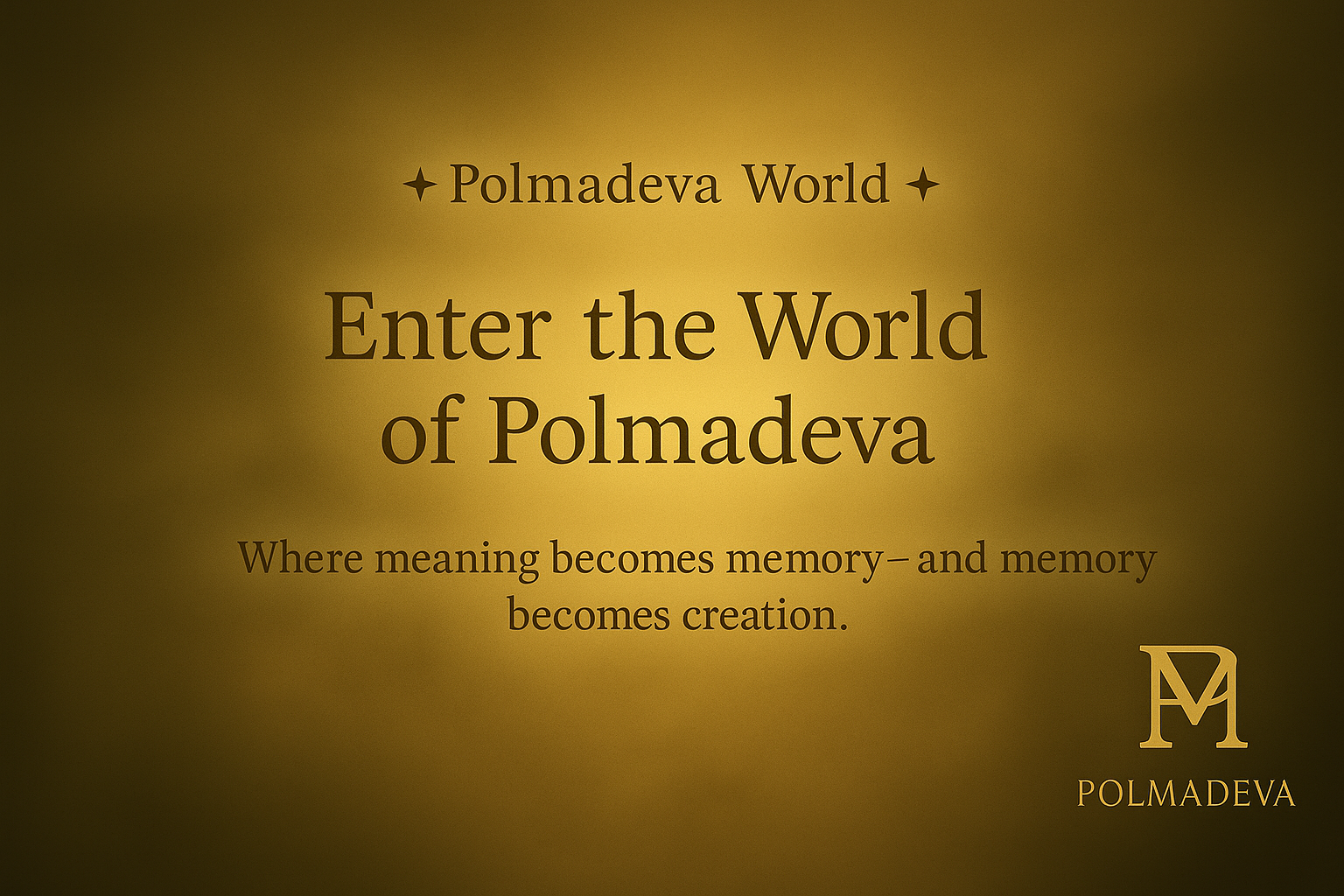 Polmadeva World – golden inspirational banner about meaning and memory in handcrafted jewelry
