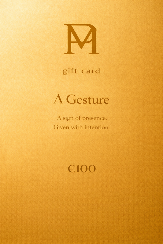 Polmadeva gift card A Gesture (€100), gold minimal design with PM monogram