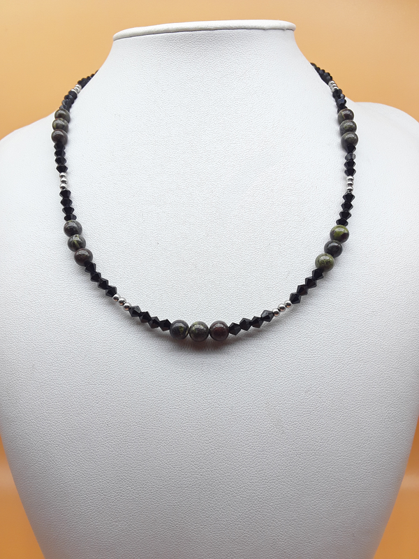 Still a Wonder — Dragon Blood Gemstone, Hematite & Swarovski Crystal Necklace