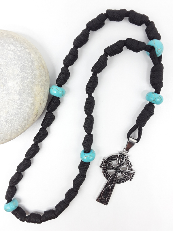 The Guiding Tide — Paracord Knotted Anglican Rosary with Celtic Trinity Cross