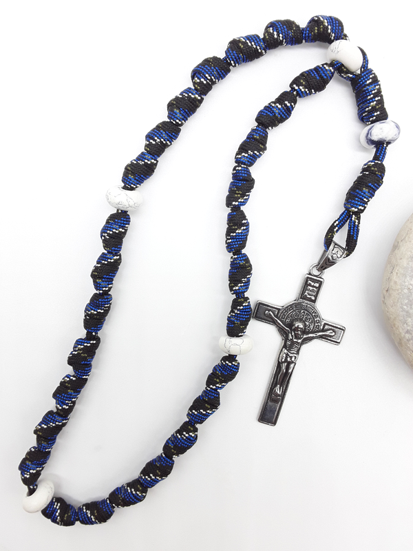 The Steady Witness — Paracord Knotted Anglican Rosary with Saint Benedict Crucifix
