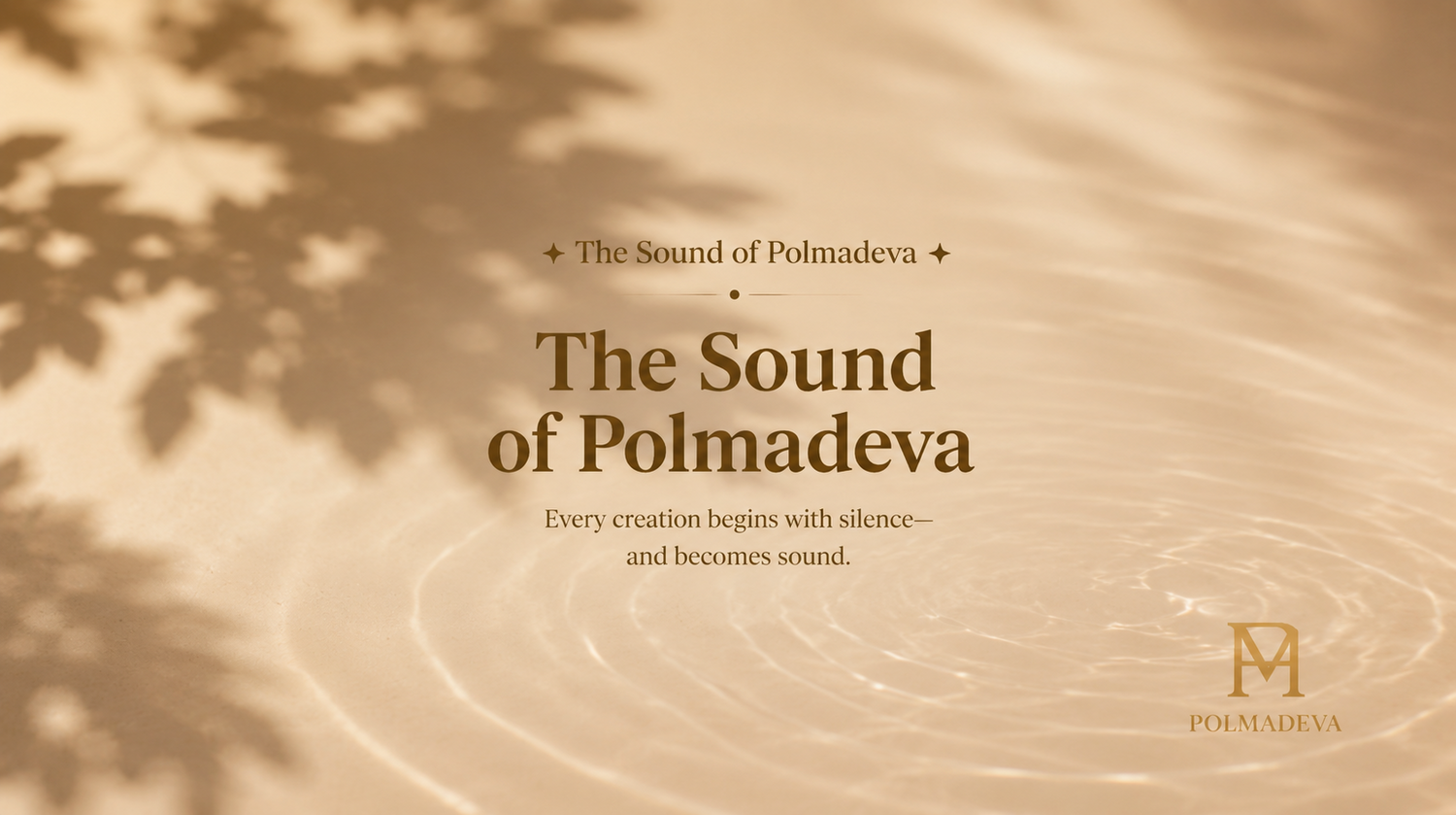 Promotional image for 'The Sound of Polmadeva' with text and brand logo on a beige background.