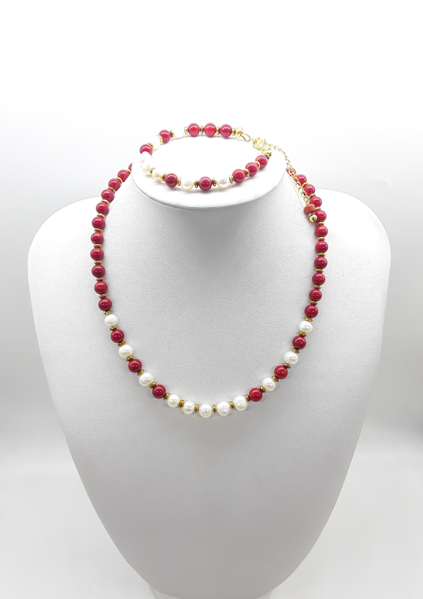 Where Grace Begins — Coral, Freshwater Pearl and Hematite Jewelry Set